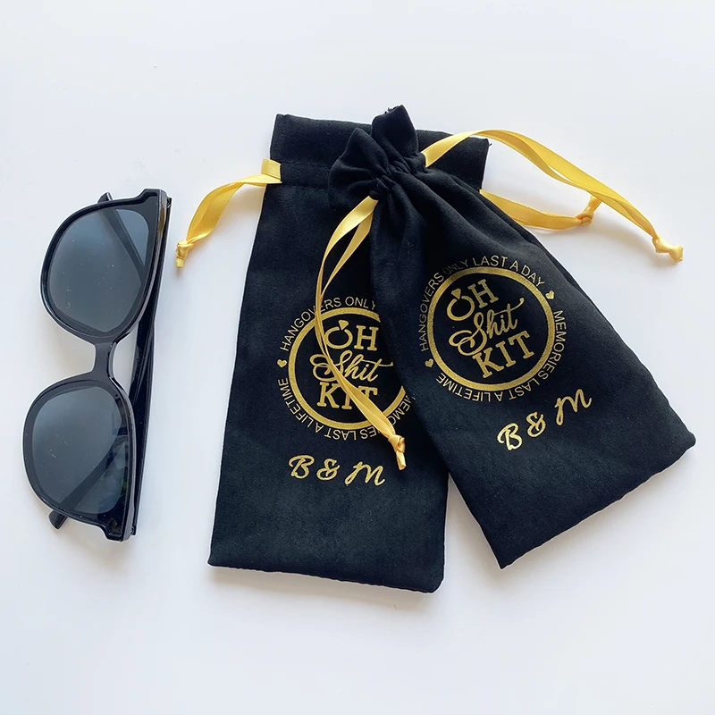 Custom Logo Soft Suede Sunglasses Pouch Microfiber Perfume Drawstring dust bag