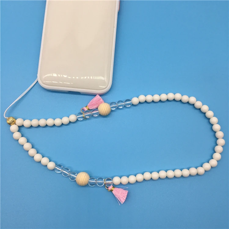 44CM Wrist Strap Acrylic Polymer Clay Beads Keychain Beaded Phone Lanyard short straps