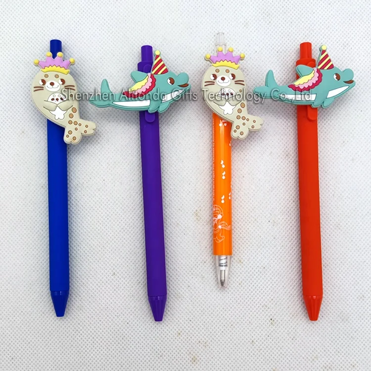 Cheap custom sea animal figure sea lion seal shape figure promotional gel pen ballpoint pens for aquarium souvenir gifts