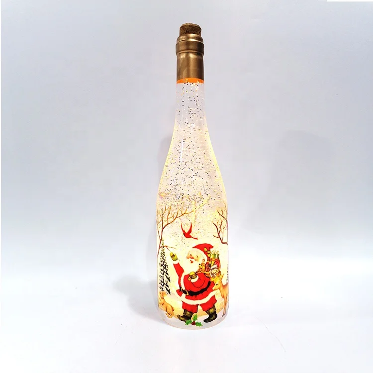  2020 г. новый дизайн украшение для дома Joyfull Noel светодиодная бутылка в форме воды крутящийся серебряный блеск Санта-Клаус смола снежный шар