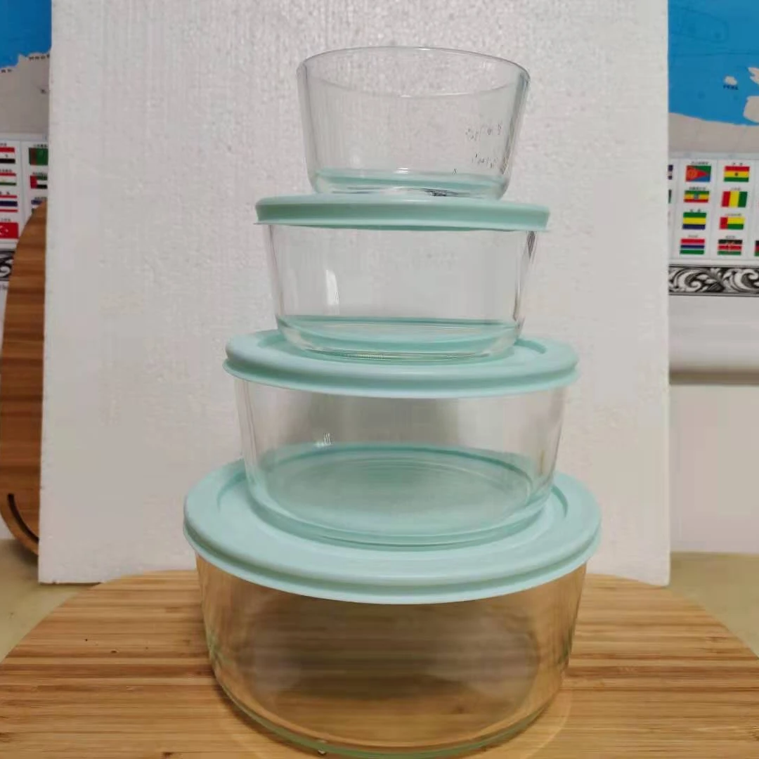 Glass TrueSeal Round Food Storage Containers with Blue Lids