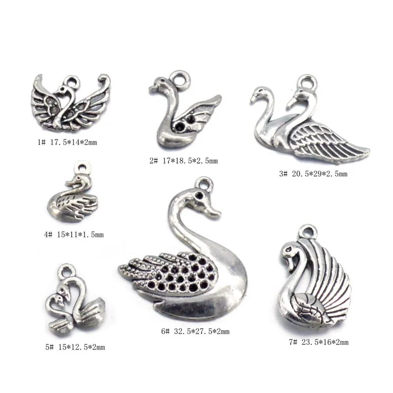 hot selling zinc alloy swan charm for DIY jewelry making swan charms for earing bracelet necklace pendant