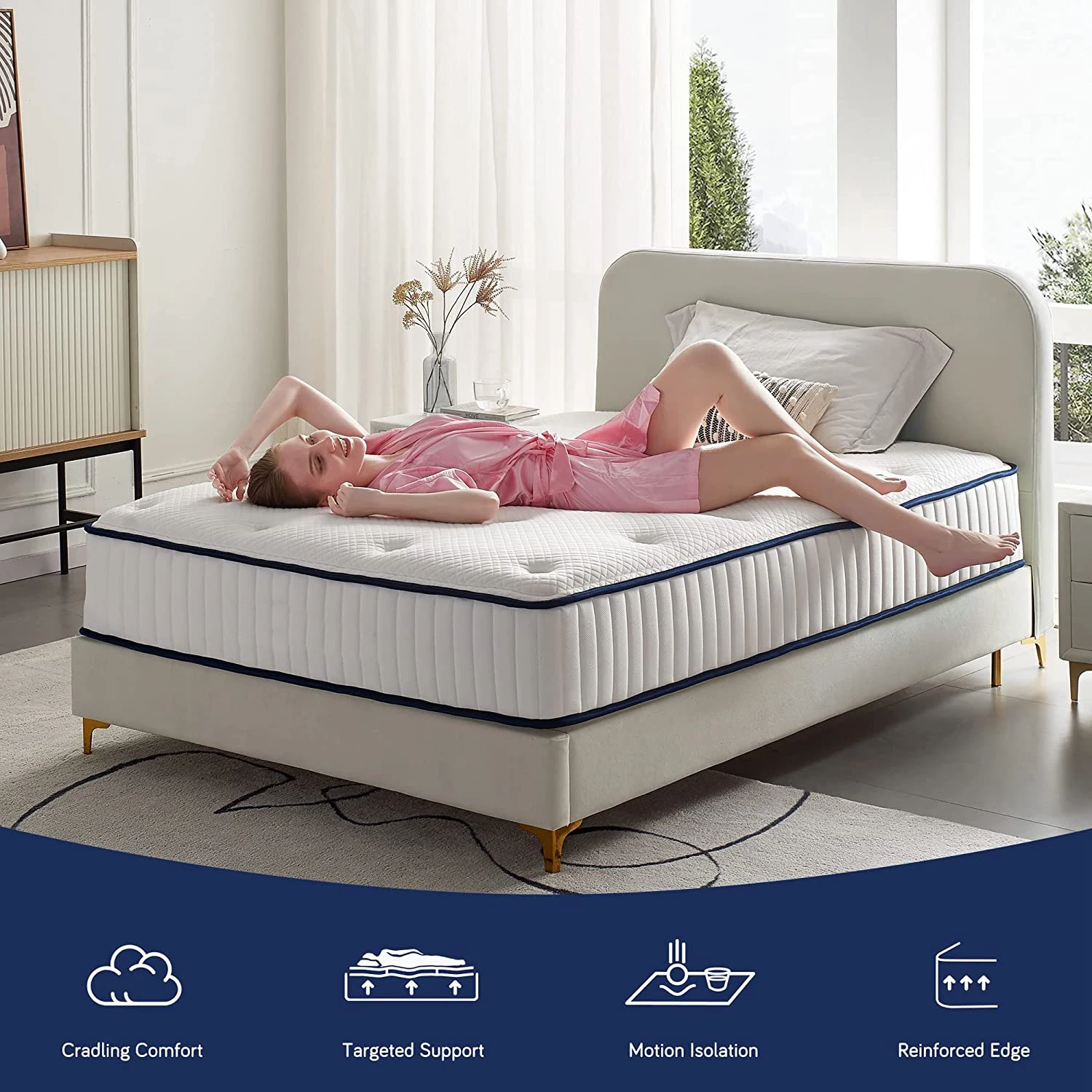 OEM/ODM modern comfortable 5D latex mattress Memory Foam Pocket Spring Roll Up Hotel Bed Mattress Hybrid Ultimate Firm mattress