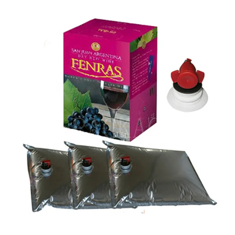 Custom High Quality Pure Aluminum / Transparent  5L Wine BIB Bag In Box Wine Bag In Box For Wine