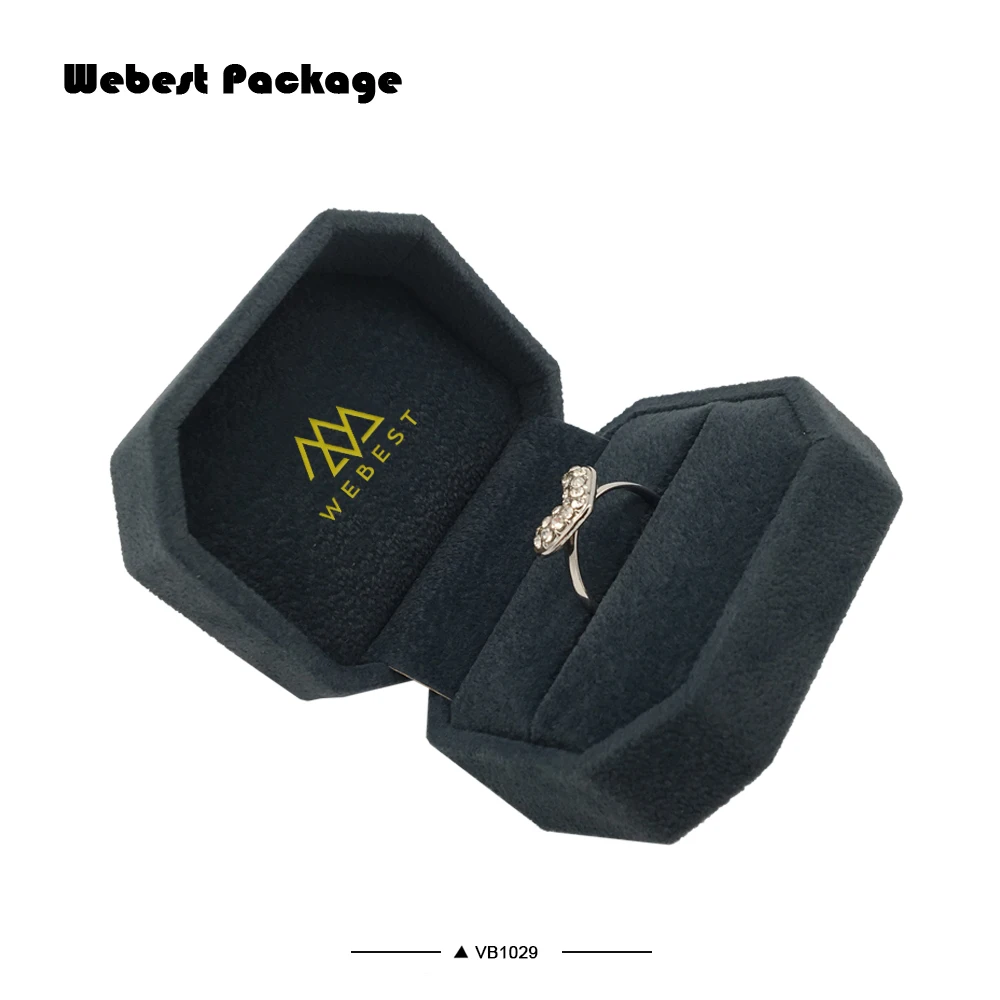 
Webest Package luxury blue jewelry ring box velvet vintage jewelry box fashion with logo 