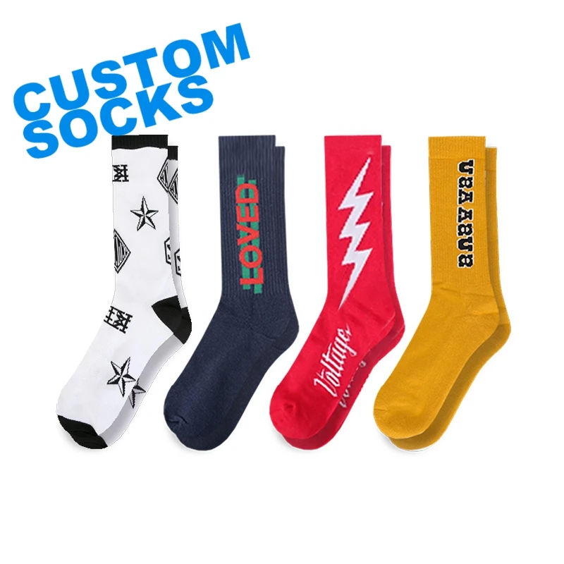 New design black red yellow comfortable trendy cotton  knitted  socks for students