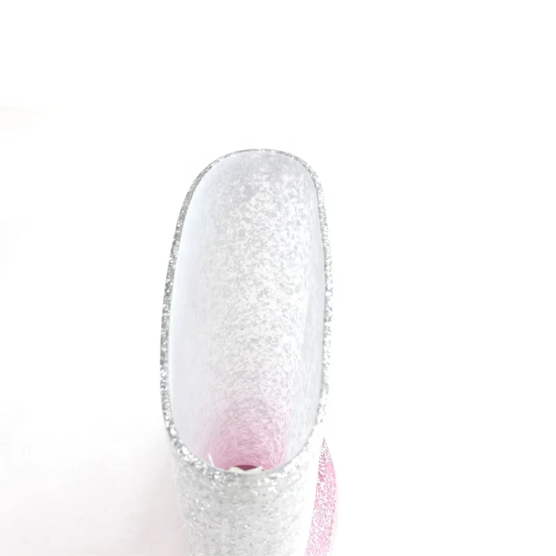 
Wholesale Gradient Glitter Pvc Jelly Pink Shoes Printed Pvc Water Boots For Kids 