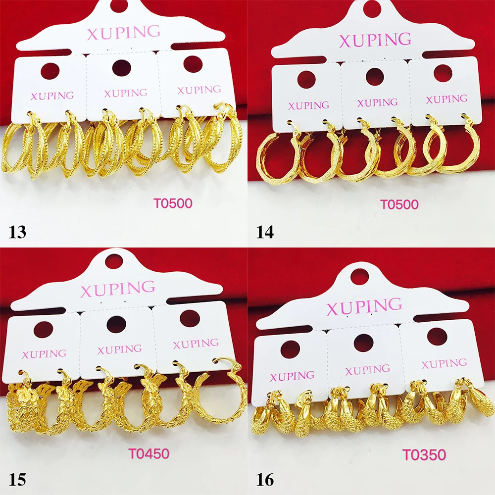 Xuping Jewelry Wholesale Hoop Dubai Earrings, Cubic Zircon Dubai 24k Gold Plated Jewelry Earring for Women