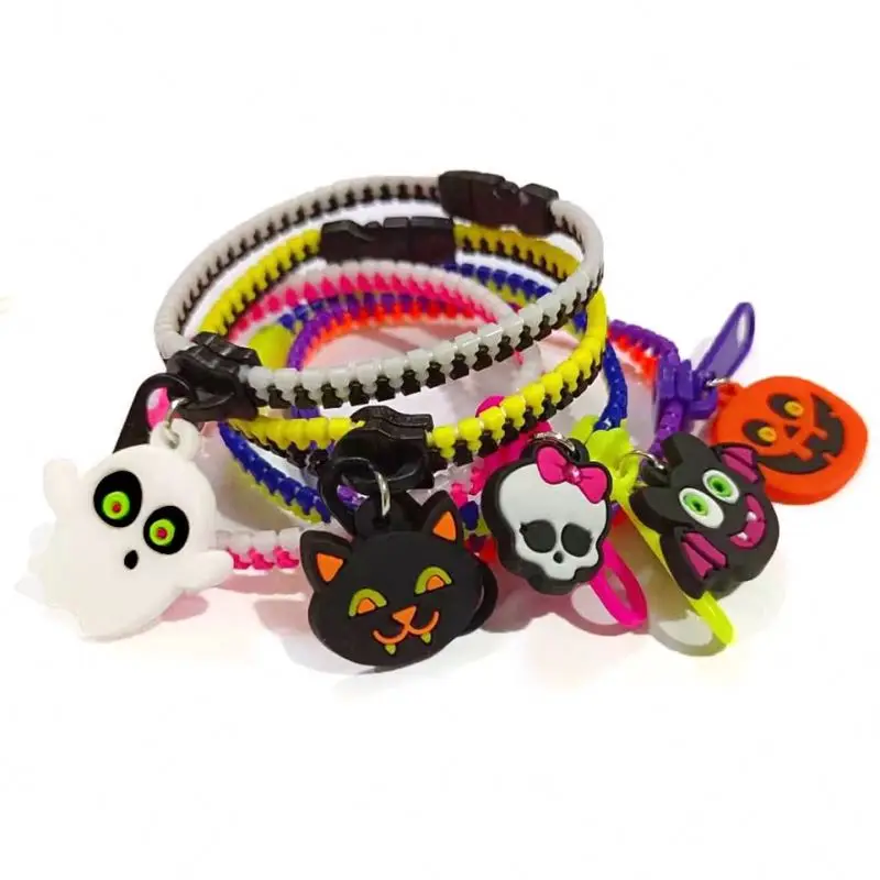 Halloween Bracelets Zipper Bracelets Wristband Bulk Goodie Bags Pinata Filler Basket Stuffers Kid Fidget Toys Sensory Friendship