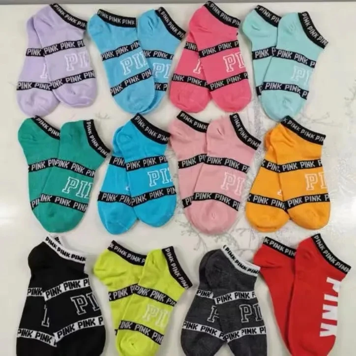 Short women creative customized casual sport pink ankle socks