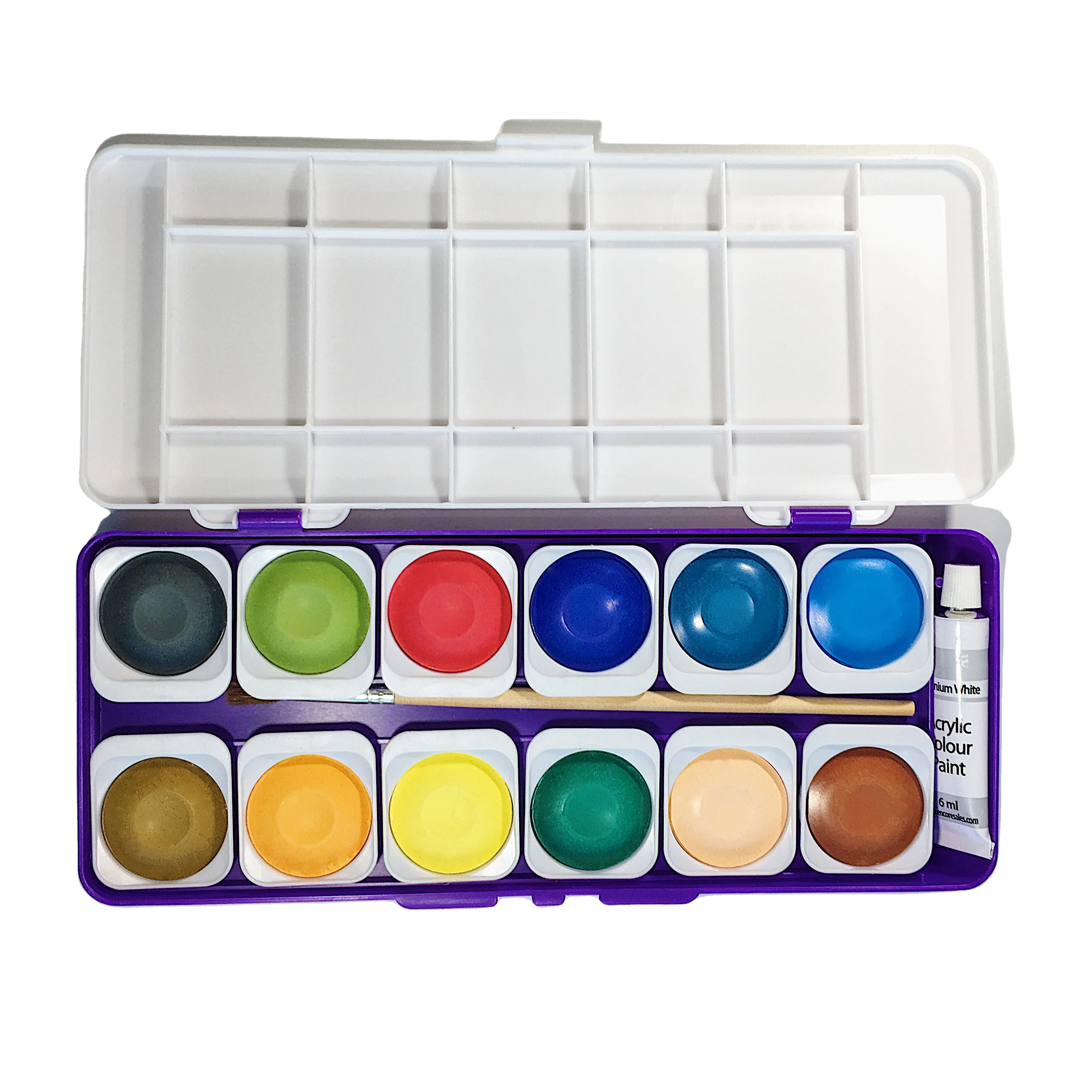 Solid Cake Watercolor Paint Set Delivers Paint Brushes Plastic Box Package
