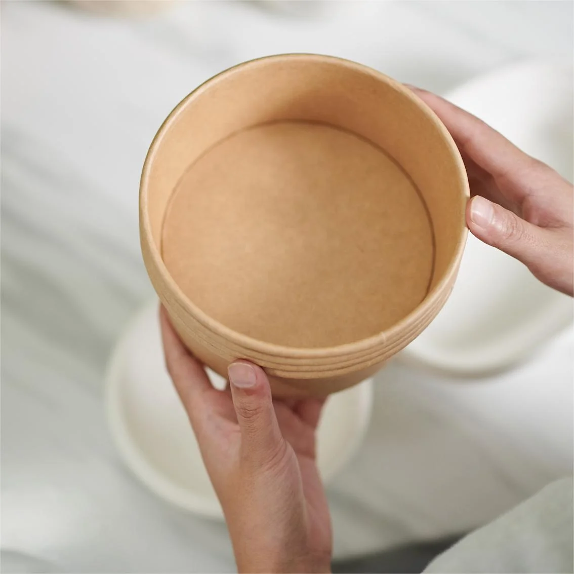 Disposable takeout packaging cup biodegradable soup ice cream snack porridge paper bowl food container with lids