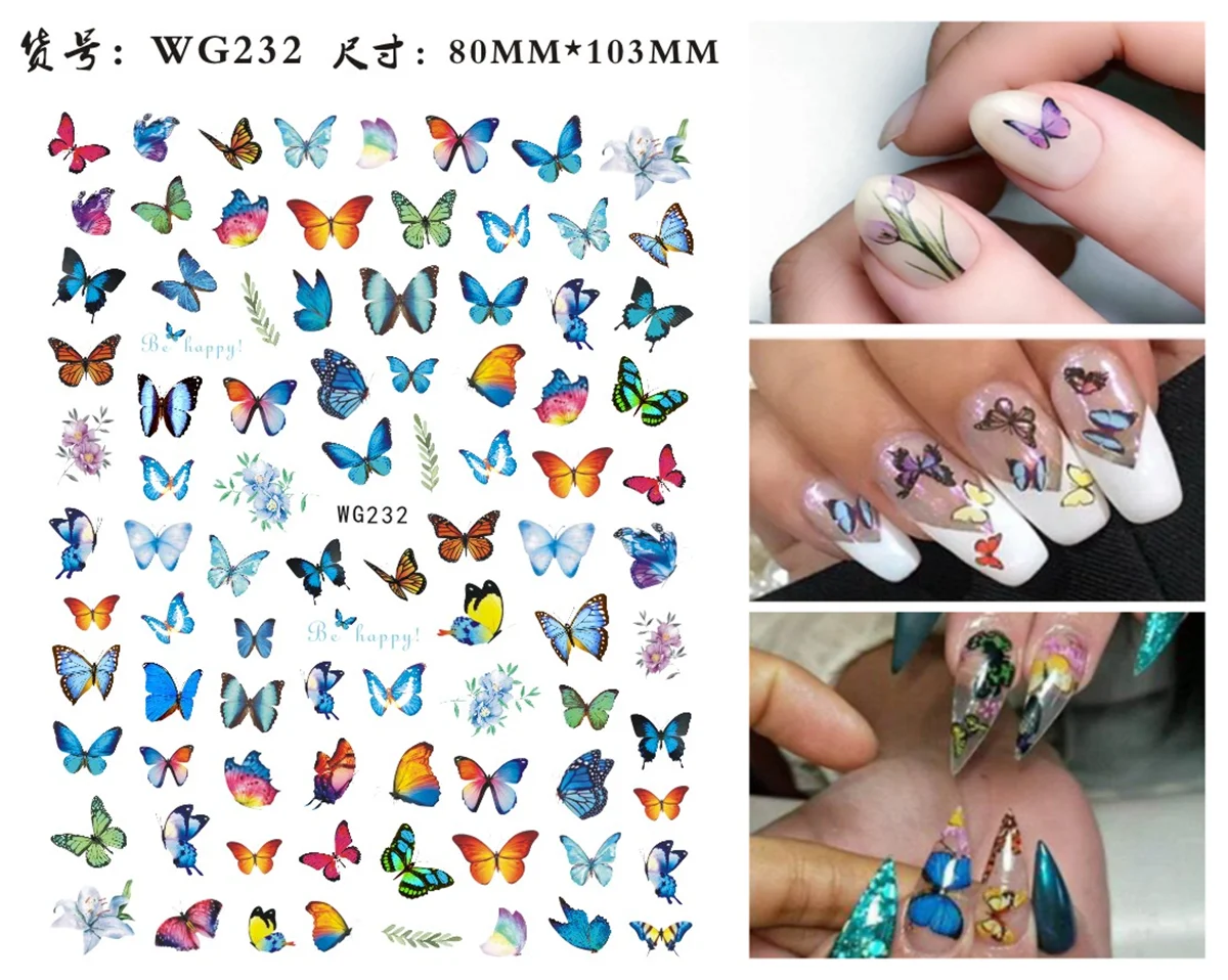 WG216- 316  Hot-sale design Nail Water Stickers Spring Simple Flower  flower  Leaves  animal Decals Slider DIY