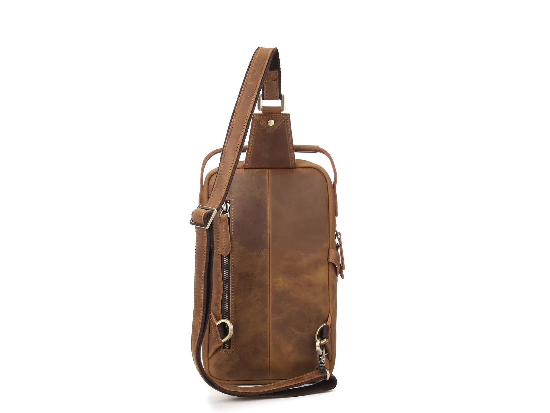 Genuine Leather Casual Fashion Chest Sling Bag Black Design One Shoulder Daypack Crossbody Bag Male 1105