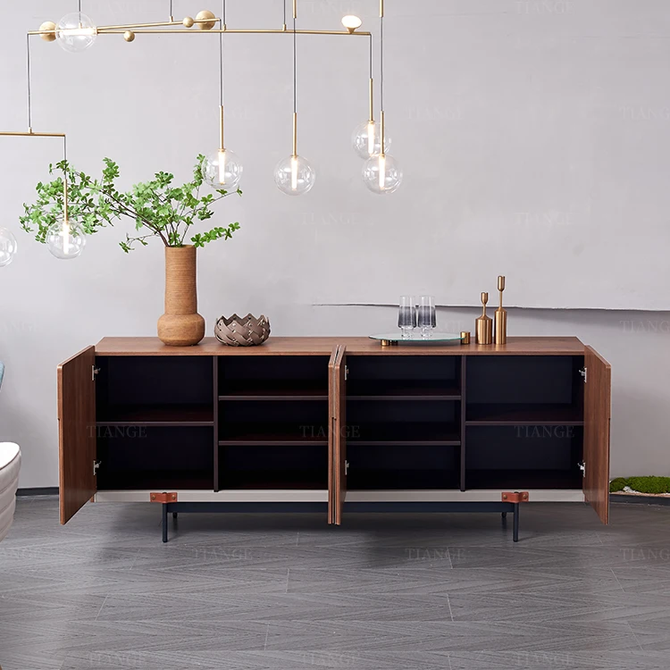 Luxury Contemporary Modern Living Room Furniture Saddle Leather Storage Sideboard Cabinets