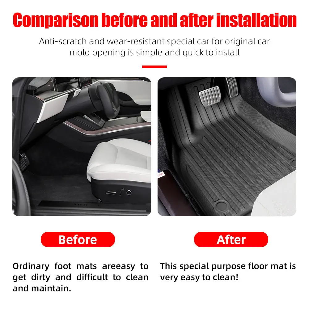 2024 New Design Blister Molding Piano Texture Car Floor Mat For Tesla MODEL 3 2024 Carpet Car Mat All Weather Tesla Floor Mat