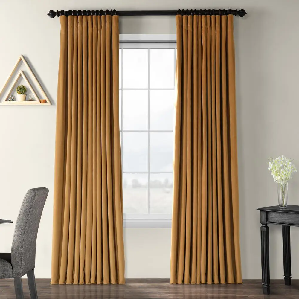 Luxury Curtain Blackout Hotel Living Room Blackout Curtain 2 Panel Ready Made Thick Velvet Blackout Curtains in Guangzhou