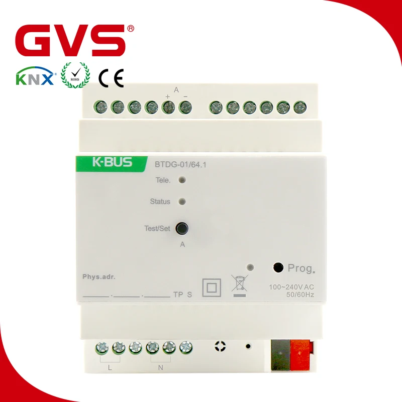 Professional Manufacturer KNX/EIB GVS KNX K-bus Smart Home 64 Single Control 16 Group Control Dimming KNX/Dali Gateway 1/2 Fold