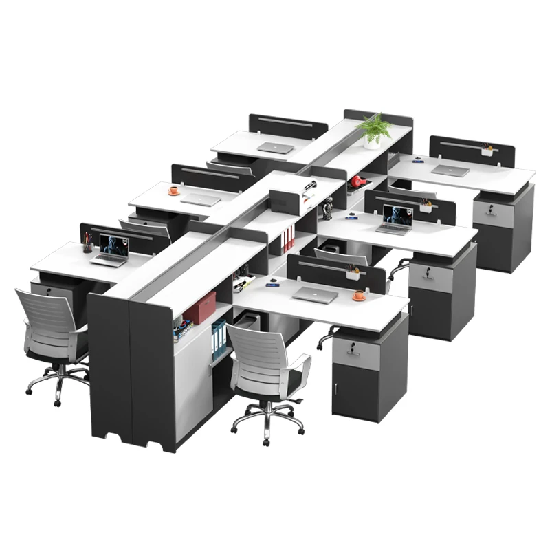 Modern 4-Person Computer Workstation Partition Desk Commercial Modular Furniture Design Home Office School Workstation Office