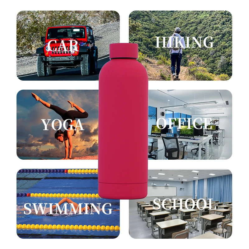 Custom Logo 500ml Vacuum Insulation 18/8 Double Wall Stainless Steel Flask Sports Thermo Matte Travel Thermos Water Bottle