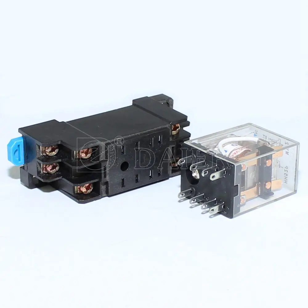 Electromagnetic 6V-250V HH52P(MY2) 12V 24V MY2N Intermediate Relay 8 Pin 2NO2NC Double Poles with Led Lamp