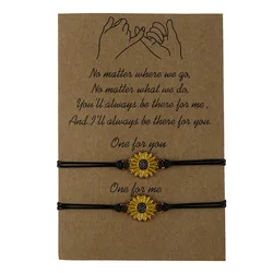 Handmade set of 2 bracelet with card Sunflower Charm daisy flower bracelet