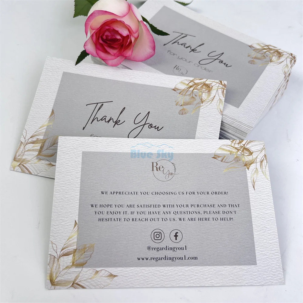 Luxury Personalized Thank You Card for Small Business  Customized Printing Greeting Business Thank You Card