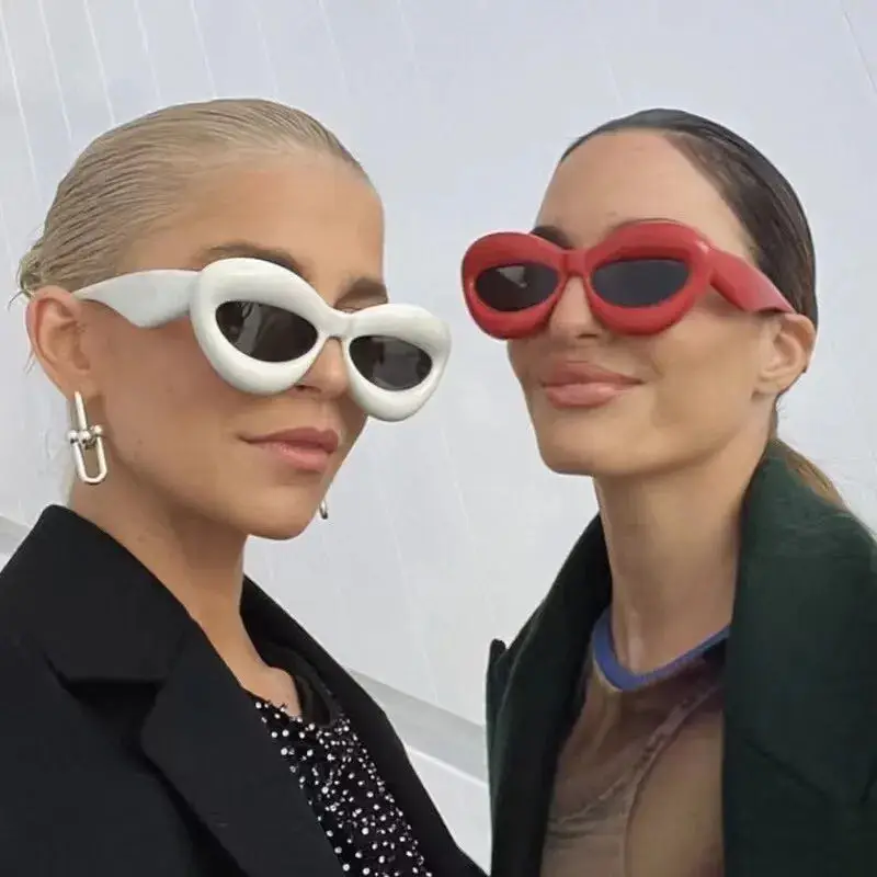 Gafas De Sol Hip Hop Luxury Brand Inflated Oval Sunglasses Women 2024 Lip-Shaped Sun Glasses Thick Frame Inflated Sunglasses