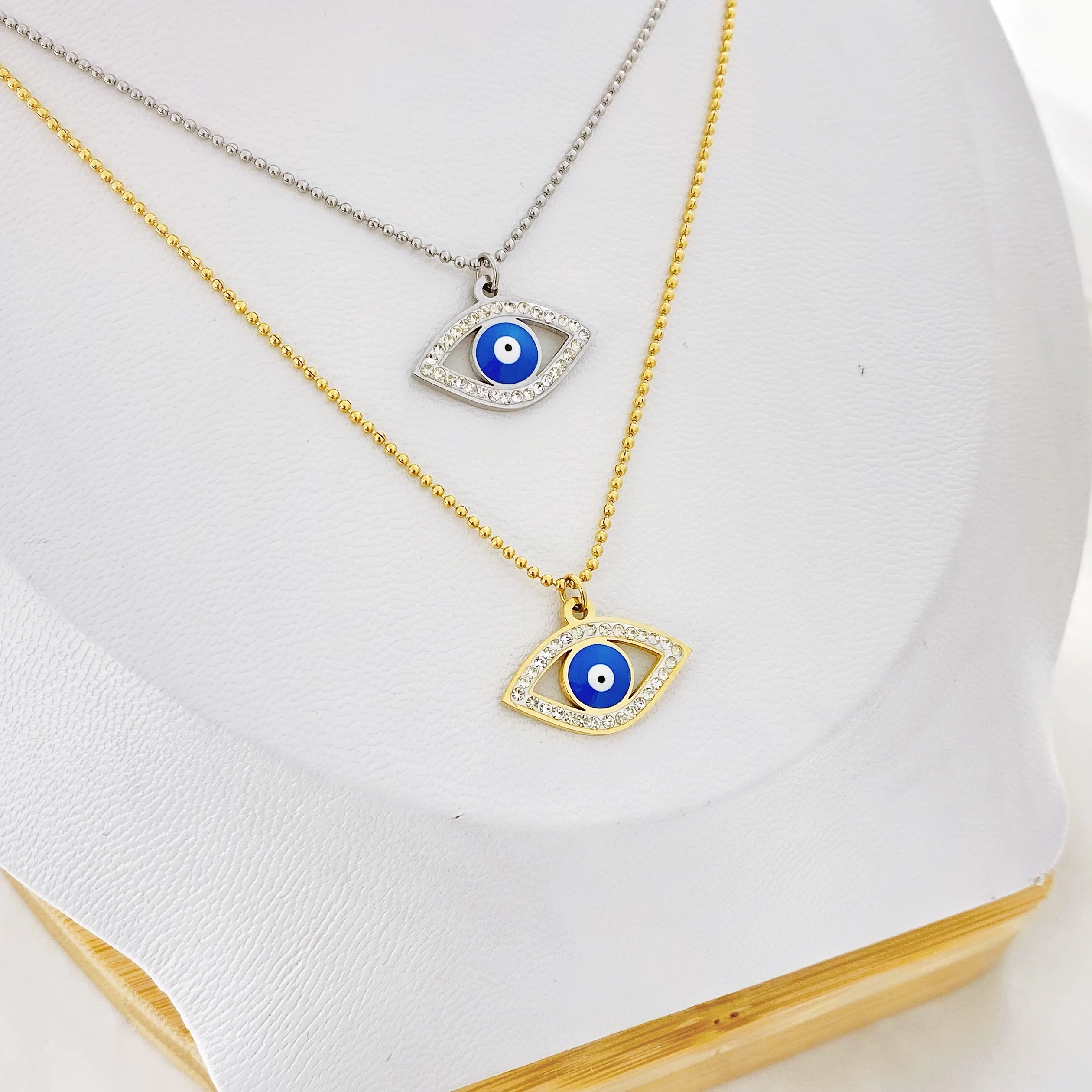 Turkey Fashion Blue Evil Eye Necklace Charm Blue Rhinestone Eye Choker Necklace for Women Boho Jewlery Wholesale