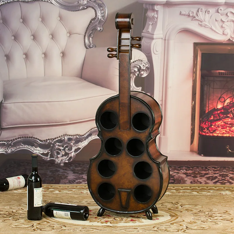 Factory Direct sales wooden wine rack living room household Solid wood violin wine rack