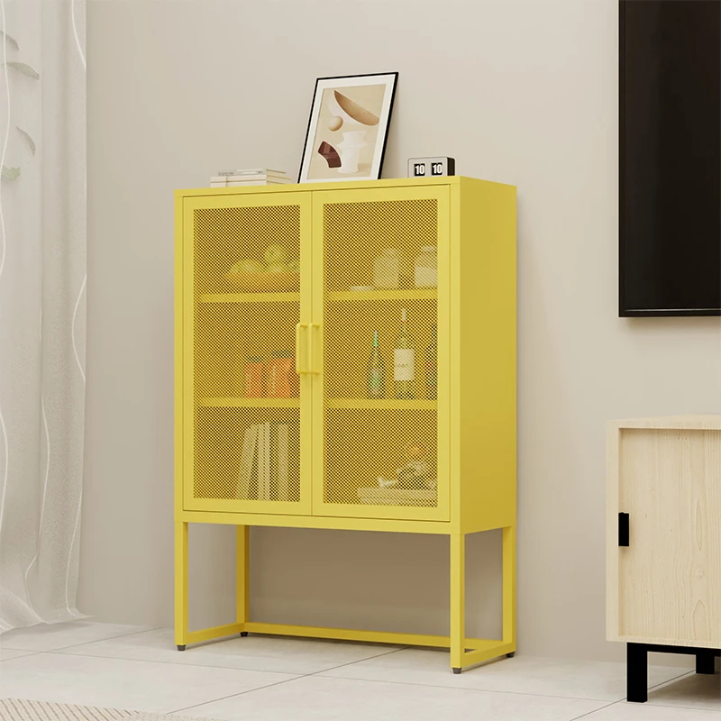 Metal Bookcase Cabinet Steel Display Cabinet Locker Dining Sideboard Kitchen Storage Cabinet with 2  adjustable Shelf