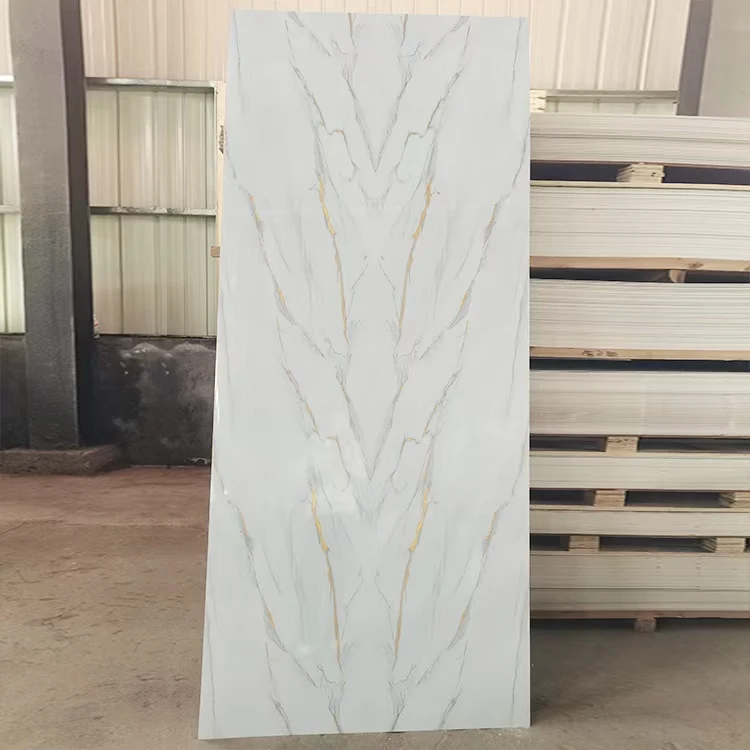 1220*2800mm Marble Metal Series Board Wall Panel Custom PVC Laminated with PET Film Fireproof Waterproof Decorative Glossy Sheet