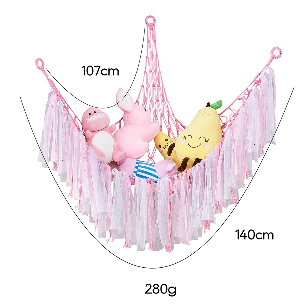 Wholesale Handmade Macrame Hammock Net Plush Toys Storage Kids Wall Hanging Stuffed Animals Storage Hammock