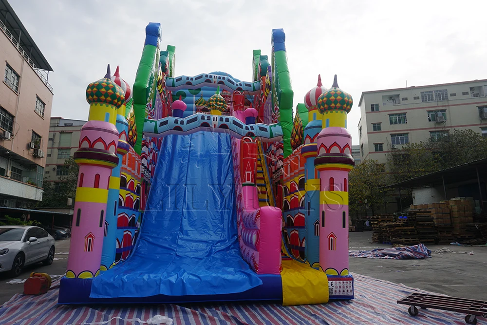 Huge inflatable slide stimulates the amusement park slide 0.55mm PVC non-toxic material