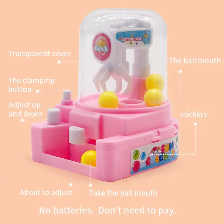 Mini ball machine table game toy funny plastic candy catch ball grabber toys Handheld Mini candy clip small ball machine