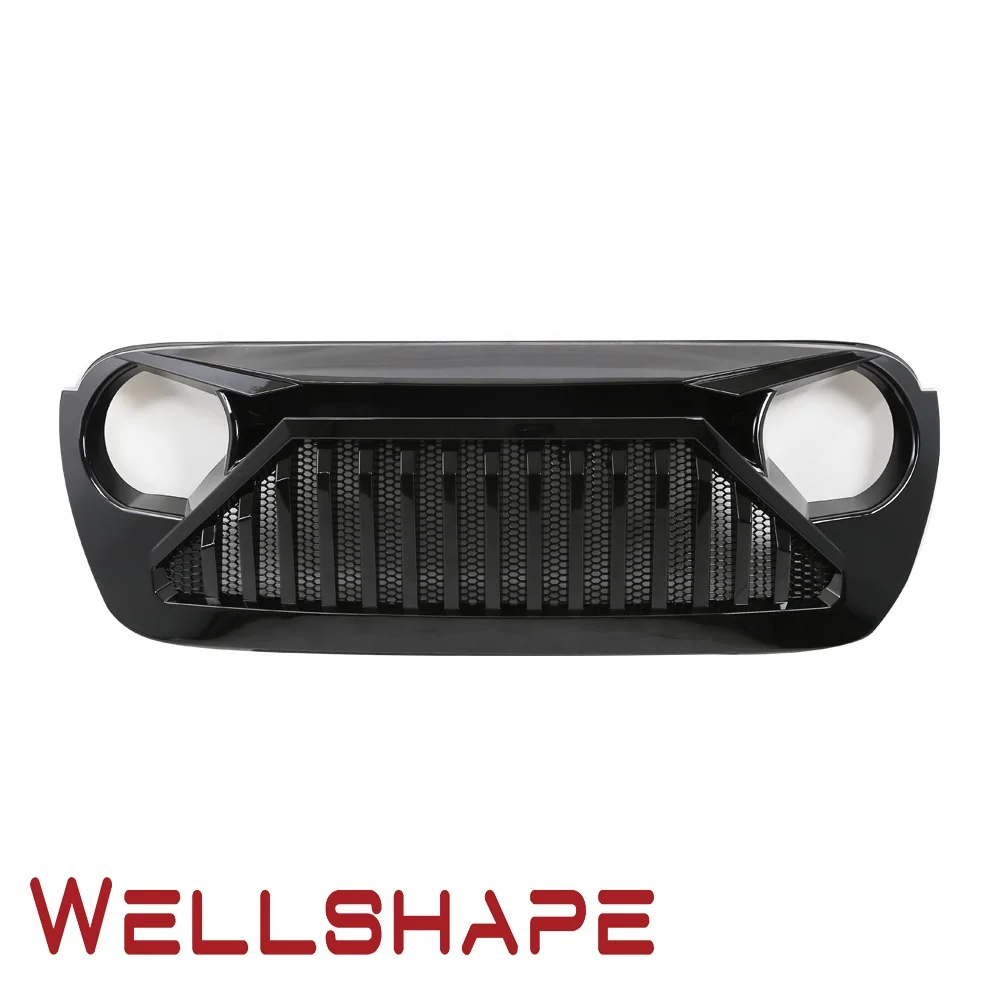 Подходит для Jeep Wrangler 2018 2019 2020 JL Передняя Верхняя решетка гнева стиль глянцевый