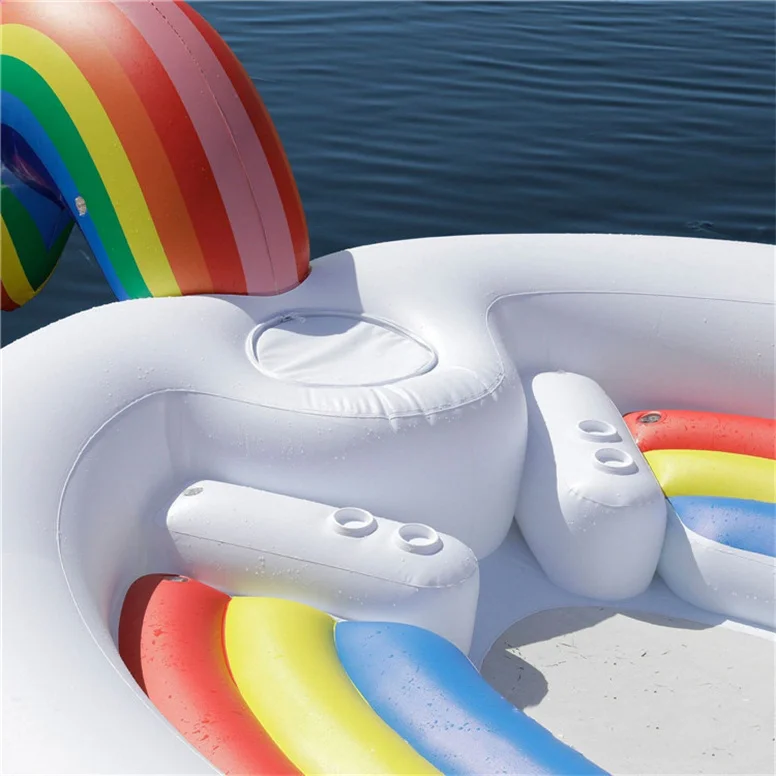 factory customizable 6-person flamingo unicorn inflatable bay breeze boat water floating party island
