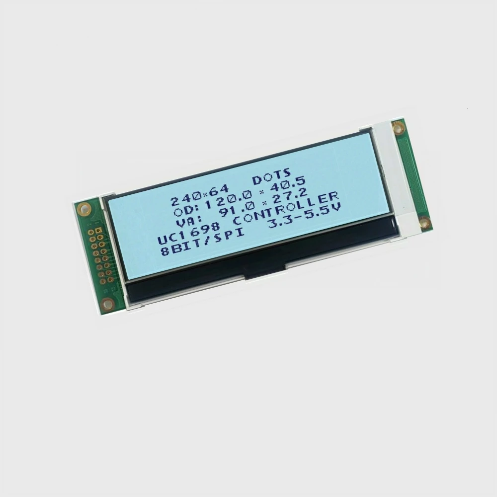 3 days lead time sunlight readable 24064 graphic lcm 240x64 fstn lcd panel uc1698u spi or 8 bit transflective lcd module 240*64