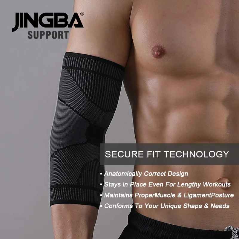 JINGBA Wholesale Elastic Knitted Tennis Arm Sleeve Compression Elbow Support Reduce Joint Pain During Any Activity