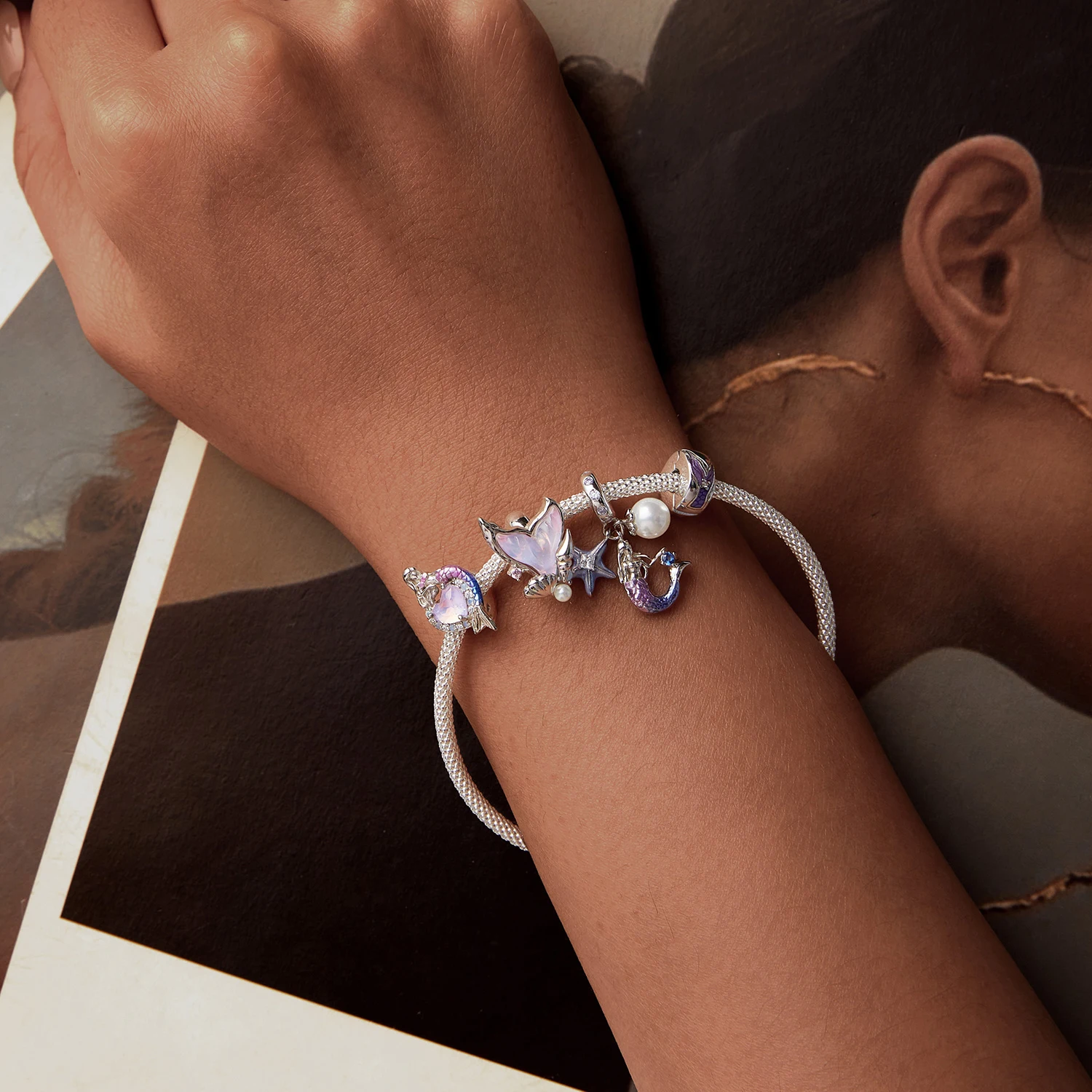 S925 sterling silver DIY necklace bracelet jewelry combination beads ocean mermaid series beaded jewelry pendant