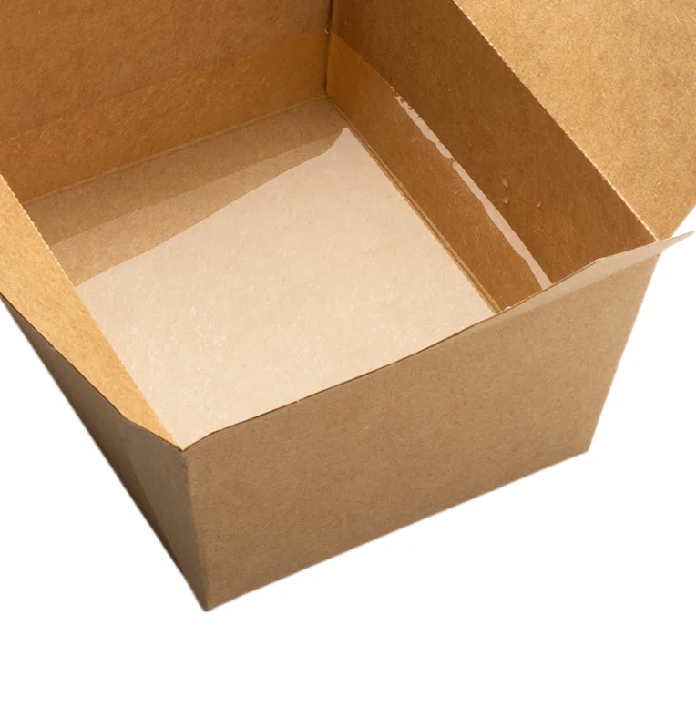 Disposable 100% Biodegradable Paper Box Takeaway Printed Kraft Paper Lunch Fast Food Container