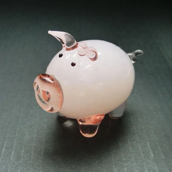 Lampwork miniature glass pig figurines