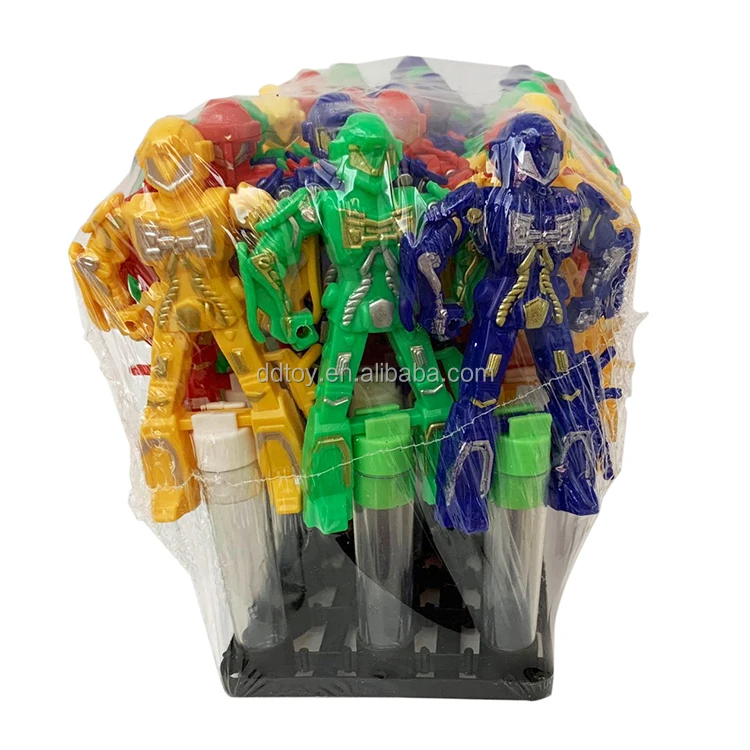 Plastic Robot Toys With Empty Candy Tube for Candy Package