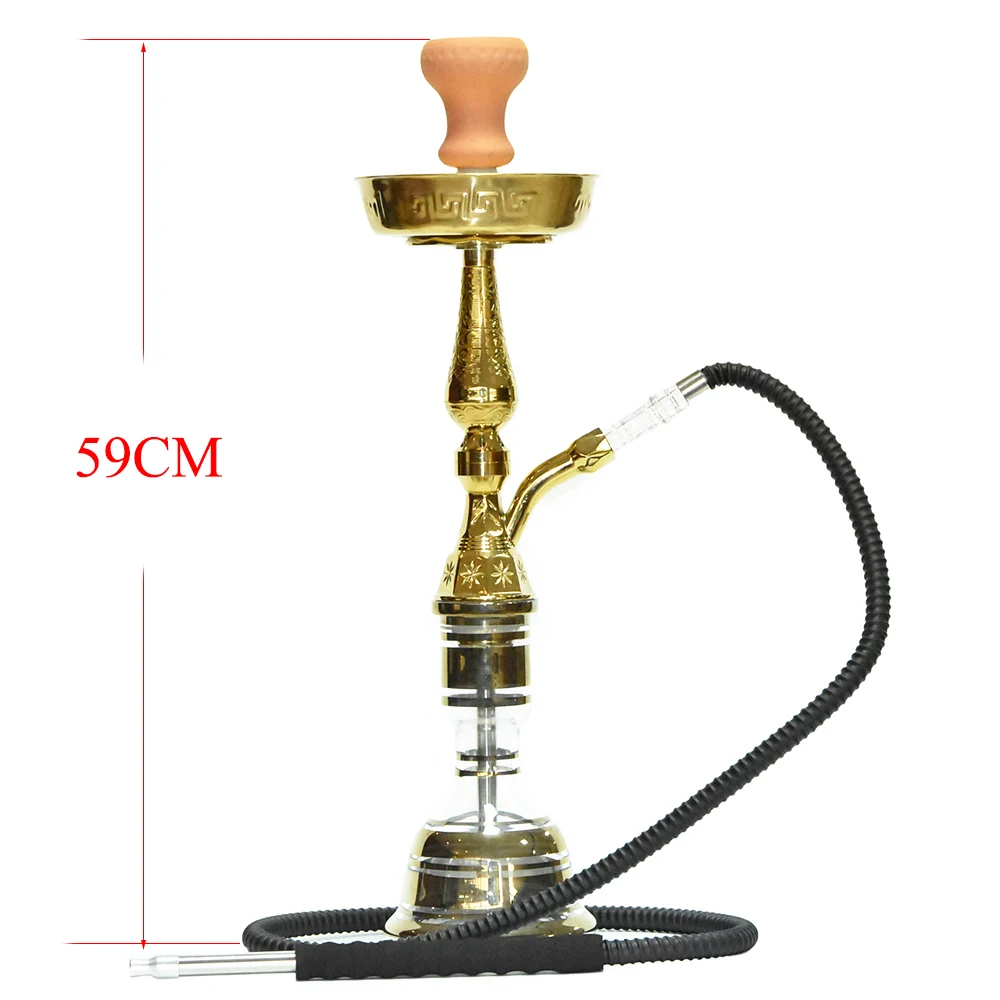 Hot sale factory in stock smoking glass luxury Egypt hookah shisha zinc alloy hookah chicha with travel bag