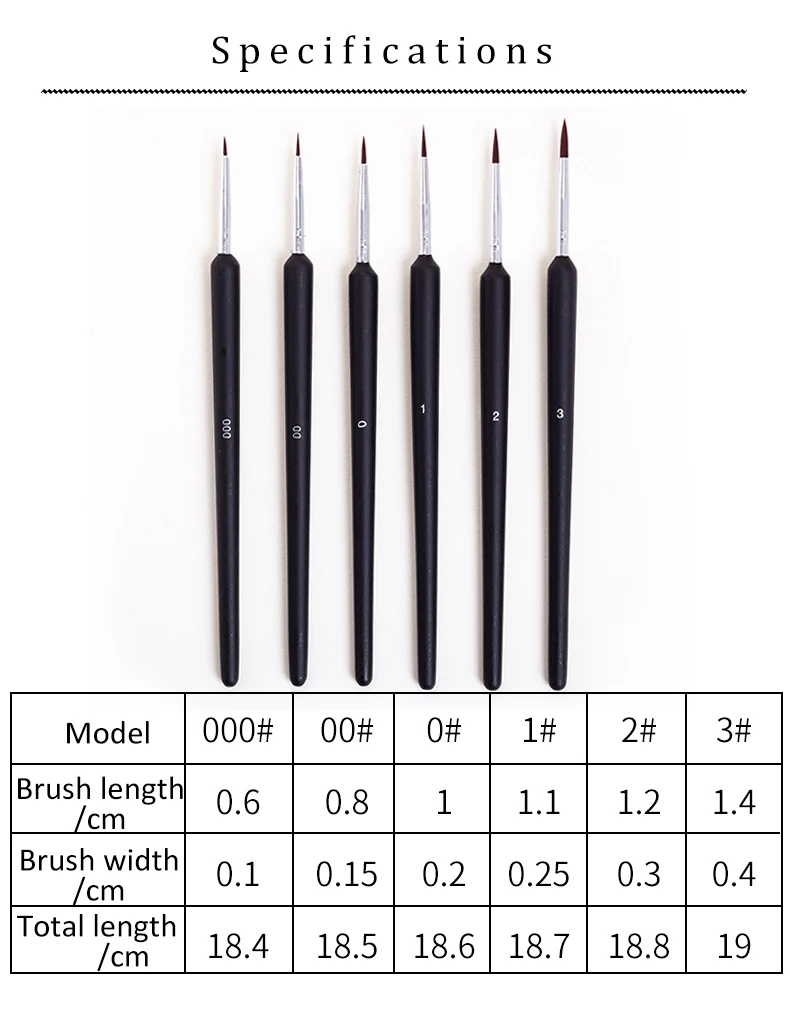 Merchant wholesale watercolor oil painting for beginners special nylon hair hook line color drawing pen 6 piece paint brush