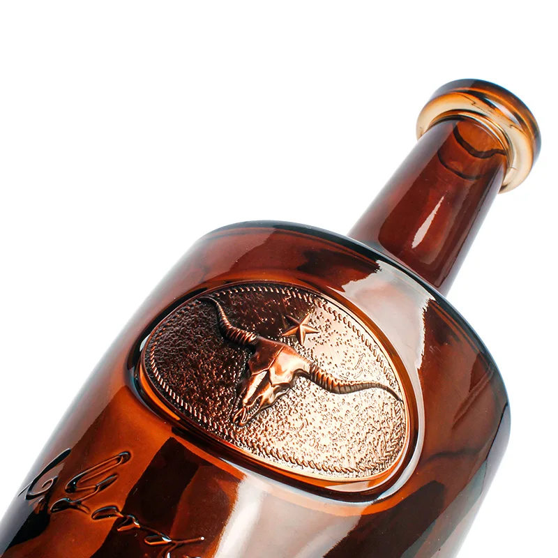 Custom 3d embossed metal label brandy vodka whisky tequila gin spirits Zinc Alloy  Adhesive metal sticker aluminum label