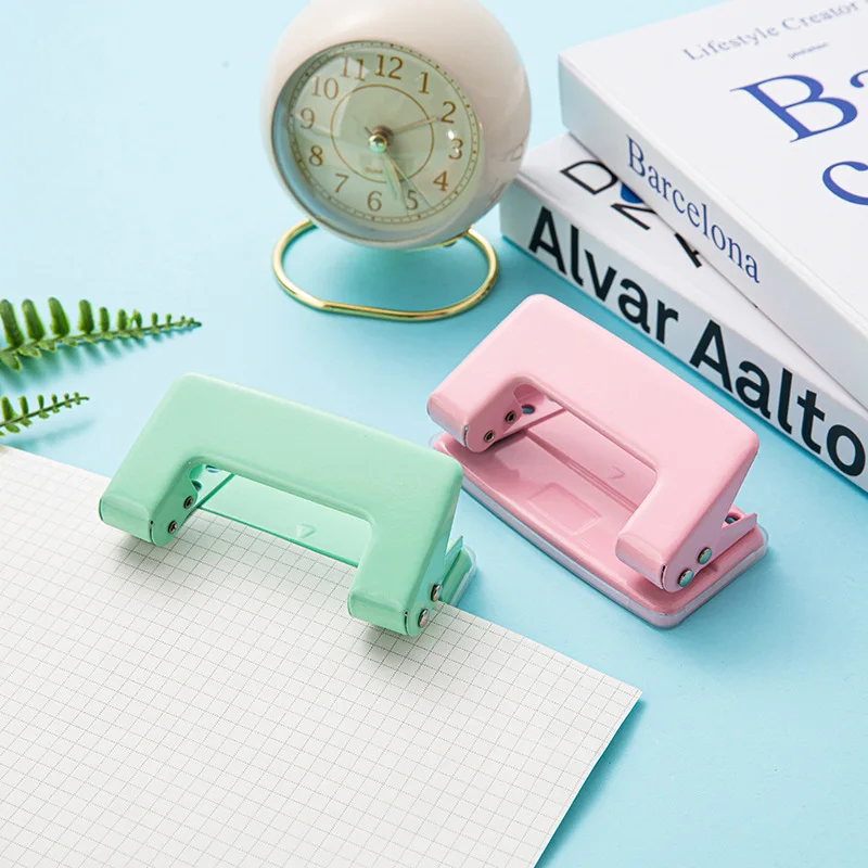 Macaron Color Small Double Hole Punch 6mm Round Manual Hole Punch Office 2 Hole Punch