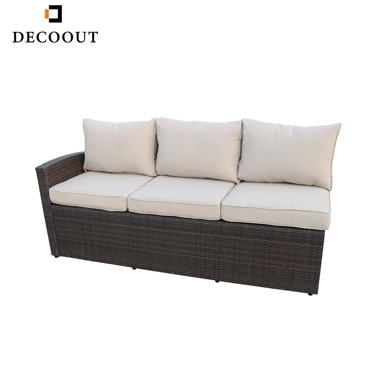 7-Piece Wicker Outdoor Sectional Sofa Set L Shaped Garden Sofa Wicker Outdoor Rattan Sofa Set Furniture With Beige Cushions