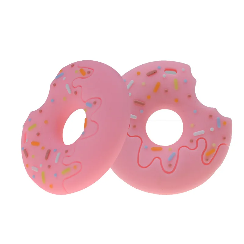 Cartoon Silicone Teethers Bpa Free Donut Baby Teething Pendant Diy Nipple Holder Chain Food Grade Silicone Teether Beads