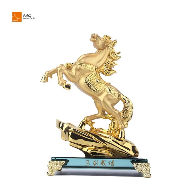 Handmade Craft Small Horse Golden Statue For Home Decoration
